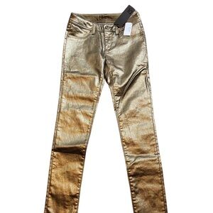 DL 1961 EMMA platinum metallic gold coated canvas leggings women size 24
